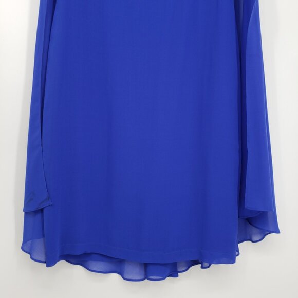 Joseph Ribkoff Chiffon Cape Cocktail Dress 12 Sheath Cobalt Blue NEW - Picture 8 of 14